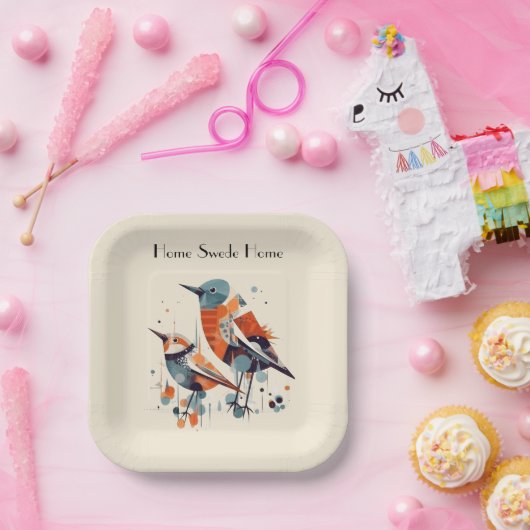 Scandi Aviary Duet, Brauch Pappteller (Party)