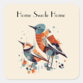 Scandi Aviary Duet, Brauch Quadratischer Aufkleber (Vorderseite)