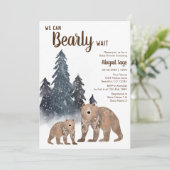 Scandi Bear Winter Neutral Bearly Wait Baby Dusche Einladung (Stehend Vorderseite)