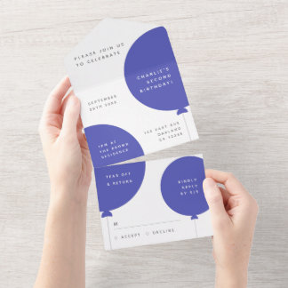 Scandi Birthday | Blue Balloon Baby Boy Party UAWG All In One Einladung