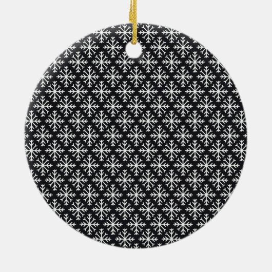 Scandi Black and White Snowflake Photo Keramik Ornament (Hinten)