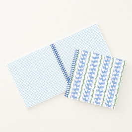 Scandi Blue Bird Green Ivy Stripe Bullet Journal Notizblock
