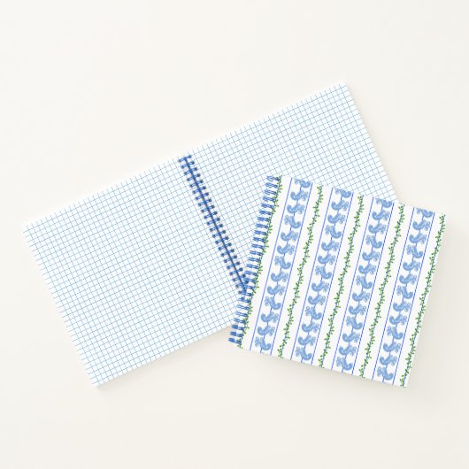 Scandi Blue Bird Green Ivy Stripe Bullet Journal Notizblock (Innenseite)