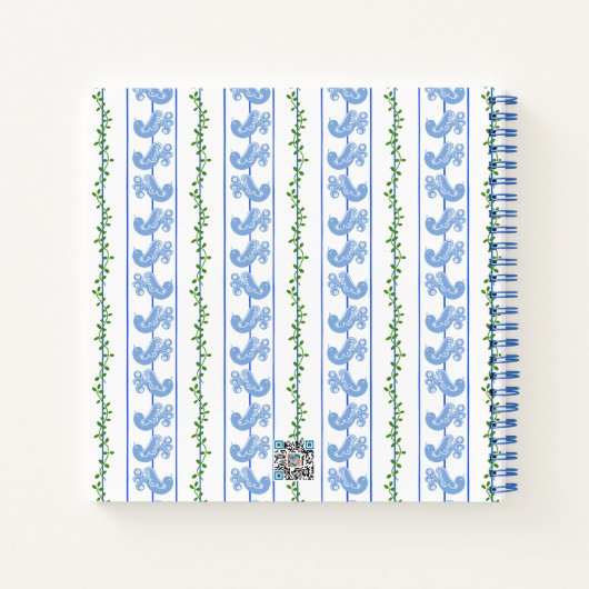 Scandi Blue Bird Green Ivy Stripe Bullet Journal Notizblock (Rückseite)