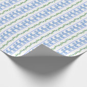 Scandi Blue Bird Green Ivy Stripe Geschenkpapier (Ecke)