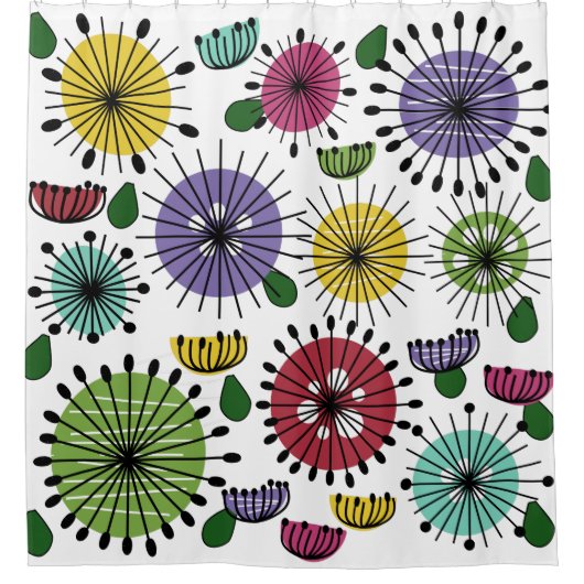 Scandi-Blume Duschvorhang (Vorderseite)