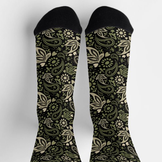 Scandi Boho Ethnic Pattern Dark Wedding Socken (Oben)