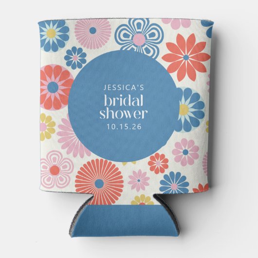 Scandi Boho Folk Blume Blue Brautparty Dosenkühler (Vorderseite)