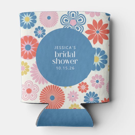 Scandi Boho Folk Blume Blue Brautparty Dosenkühler (Rückseite)