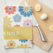 Scandi Boho Folk Blume Muster Personalisiert Geschirrtuch (Viertel Falte)
