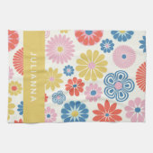 Scandi Boho Folk Blume Muster Personalisiert Geschirrtuch (Horizontal)
