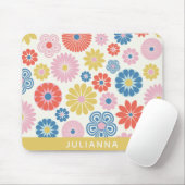Scandi Boho Folk Blume Muster Personalisiert Mousepad (Mit Mouse)