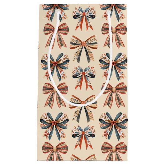 Scandi Bows Folk Art Holiday Kleine Geschenktüte (Vorderseite)