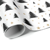 Scandi Christmas Pine Tree and Stars Minimalistisc Geschenkpapier (Rolleneckpunkt)