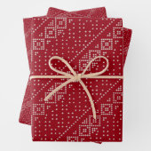 Scandi Christmas Strick Sweater Red Diagonal Geschenkpapier Set (Beispiel)