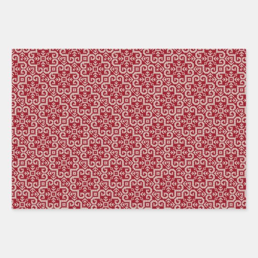 Scandi Christmas Strick Sweater Red Geschenkpapier Set (Vorderseite 2)