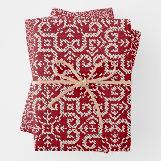 Scandi Christmas Strick Sweater Red Geschenkpapier Set (Beispiel)