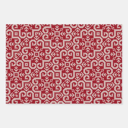 Scandi Christmas Strick Sweater Red Geschenkpapier Set (Vorderseite)