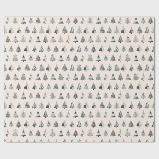 Scandi Christmas Tree Wrapping Paper Geschenkpapier (Flach)