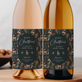 Scandi Christmas Wein Flasche Getränk Geschenk Hir Weinetikett
