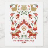 Scandi Christmas Weinetikett (Einzelnes Label)