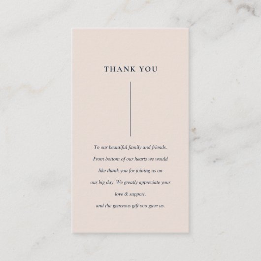 SCANDI CLEAN NAVY BLUSH MINIMAL WEDD DANKE VISITENKARTE (Rückseite)