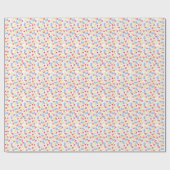 Scandi Ditsy Blue Bird Red Yellow Flower Geschenkpapier (Flach)