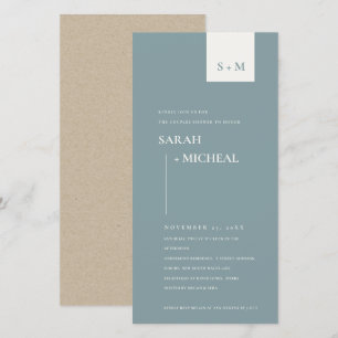 SCANDI DUSKY BLUE MONOGRAM COUPLES SHOWITE DANKESKARTE