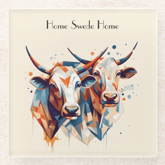 Scandi Farmhouse Rind, Brauch Glasuntersetzer (Vorderseite)