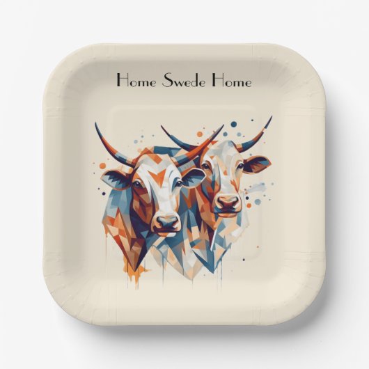 Scandi Farmhouse Rind, Brauch Pappteller (Vorderseite)