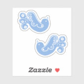 Scandi Folk Blaue weiße Vögel Aufkleber (Blatt)