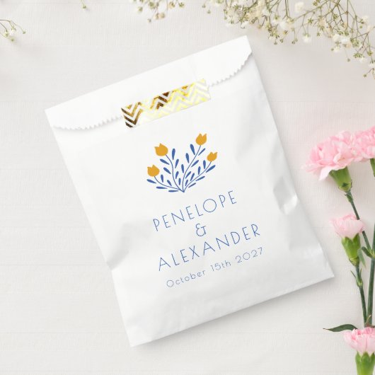 Scandi Folk Blume Blaugelbe Hochzeit Geschenktütchen (Versiegelt)