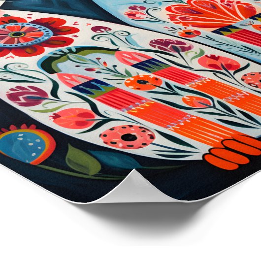 Scandi Folk Cats Poster (Ecke)