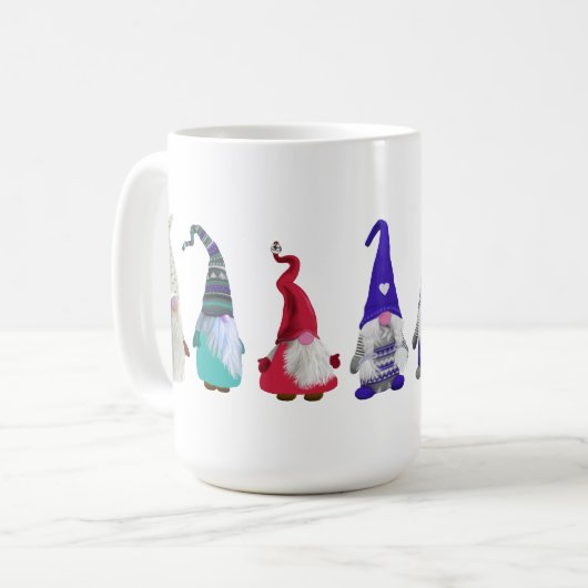 Scandi Gnomos Group Weihnachten Kaffeetasse (Vorderseite Links)