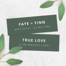 Scandi Green Gastgeschenk Hochzeit Mini Lesezeiche