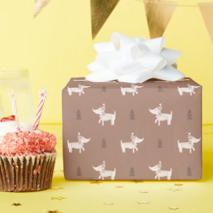 Scandi Hund & Weihnachtsbäume Geschenkpapier Rolle