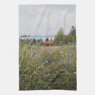 Scandi-Hütte am See Geschirrtuch
