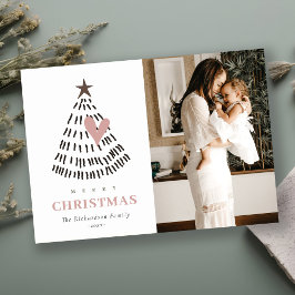 Scandi Minimal Blush Heart Christmas Tree Photo Feiertagskarte