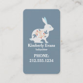 SCANDI Rabbit Floral Navy Babysitter QR Code Visitenkarte (Vorderseite)