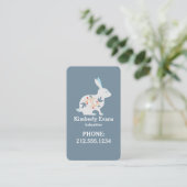 SCANDI Rabbit Floral Navy Babysitter QR Code Visitenkarte (Stehend Vorderseite)