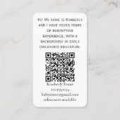 SCANDI Rabbit Floral Navy Babysitter QR Code Visitenkarte (Rückseite)