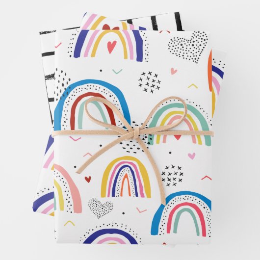 Scandi Rainbow Wrapping Paper Set Geschenkpapier Set (Beispiel)