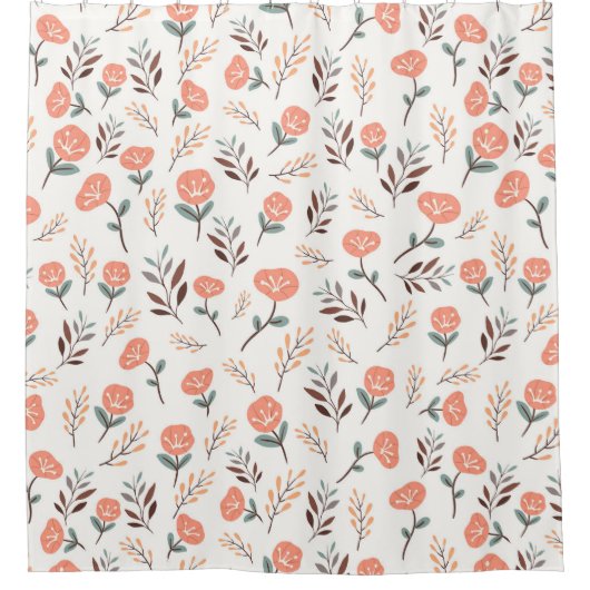 Scandi Red Poppies Duschvorhang (Vorderseite)