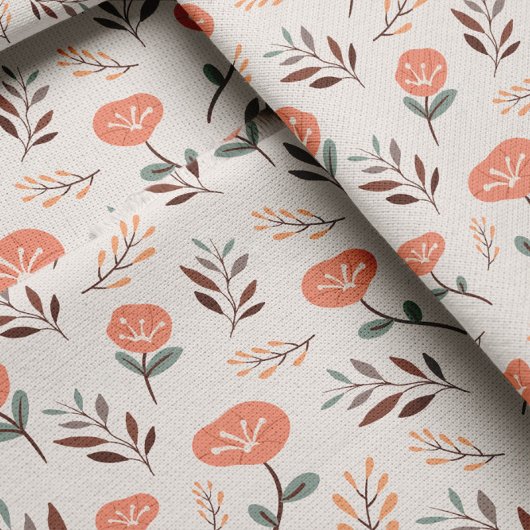 Scandi Red Poppies Fabric Stoff
