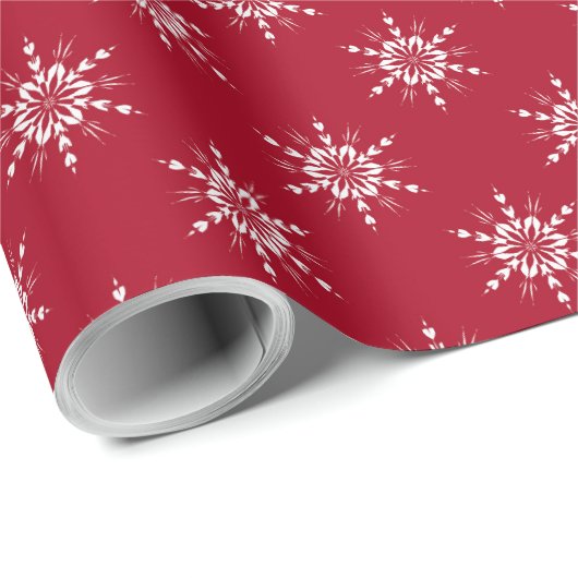 Scandi Red White Snowflake Geschenkpapier (Rolleneckpunkt)