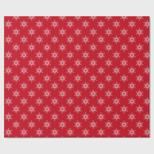 Scandi Red White Snowflake Geschenkpapier (Flach)