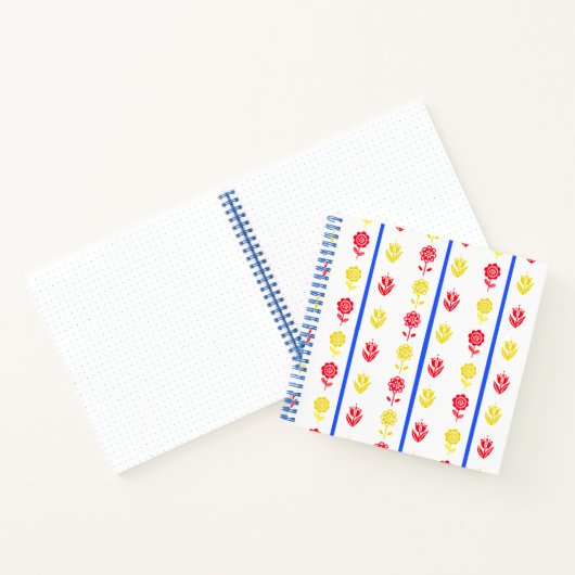 Scandi Red Yellow Blume Blue Stripe Bullet Journal Notizblock (Innenseite)
