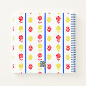 Scandi Red Yellow Blume Blue Stripe Bullet Journal Notizblock (Rückseite)