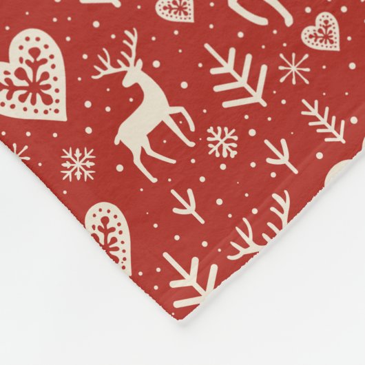 Scandi Reindeer Hearts Fleecedecke (Ecke)
