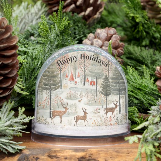 Scandi Reindeers Forest Snow Scene Schneekugeln (Winter)